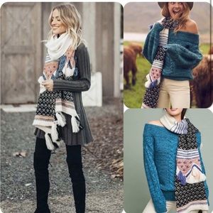 Anthropologie Hydrangea Tassel Scarf